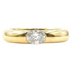 Sculptural Oval Diamond Ring in 18k Yellow Gold