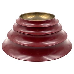 Sculptural pagoda shaped stacked brass vide poche, Angelo Mangiarotti Italy 1970