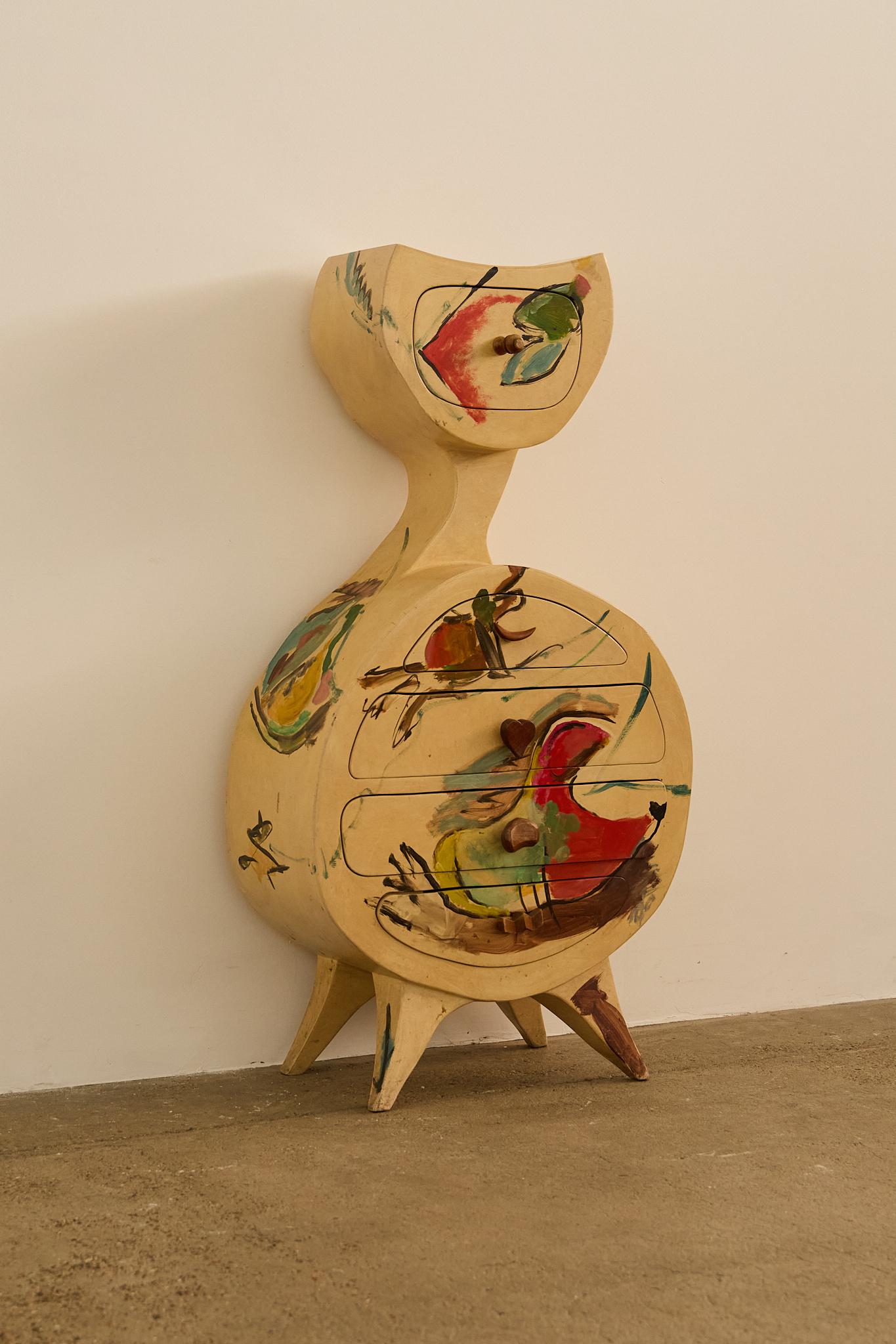 French Sculptural Painted Chest of Drawers For Sale