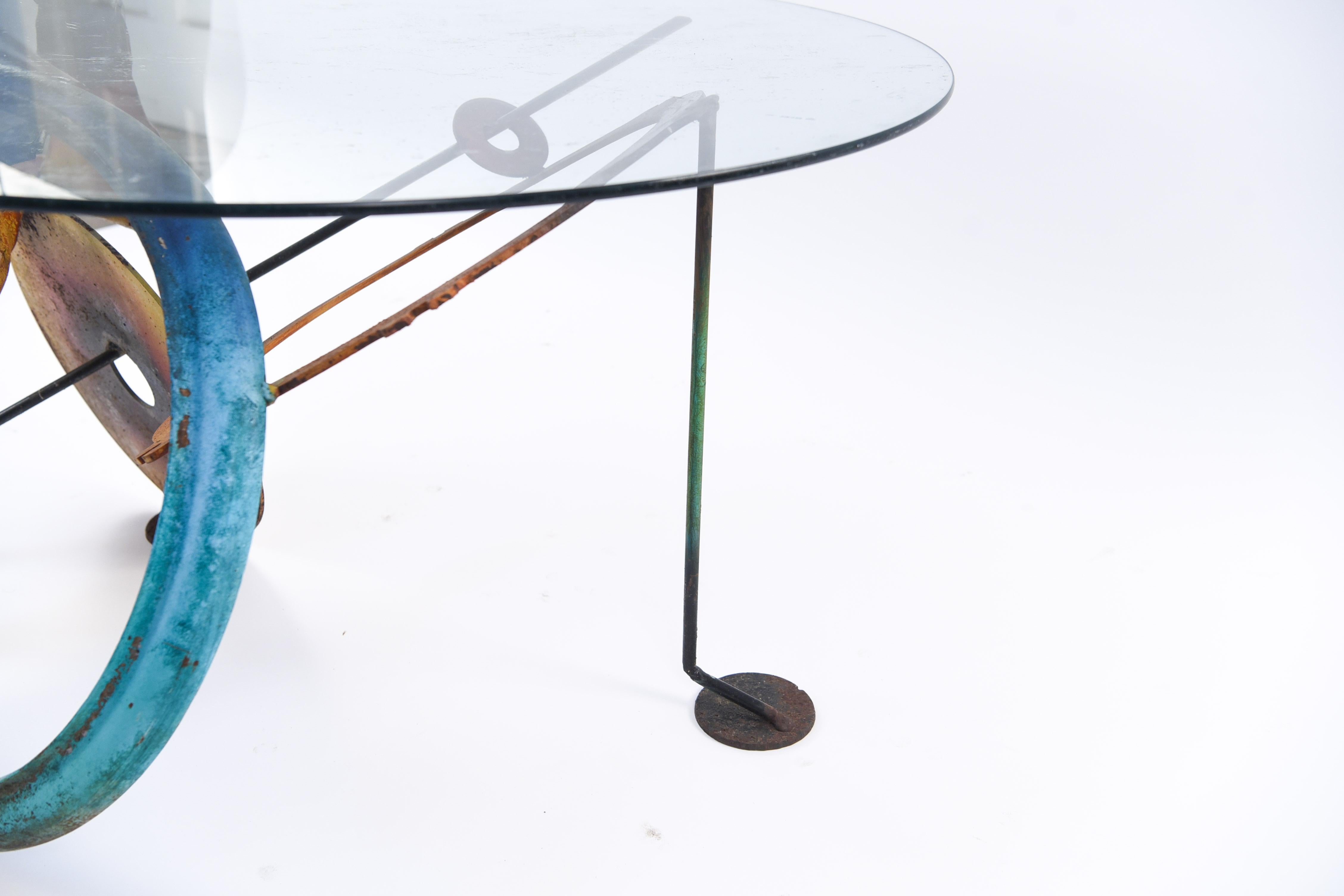 Sculptural Painted Iron and Glass Center Table 7