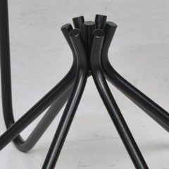 French Modern Sculptural Metal & Marble Hexagonal Side Table