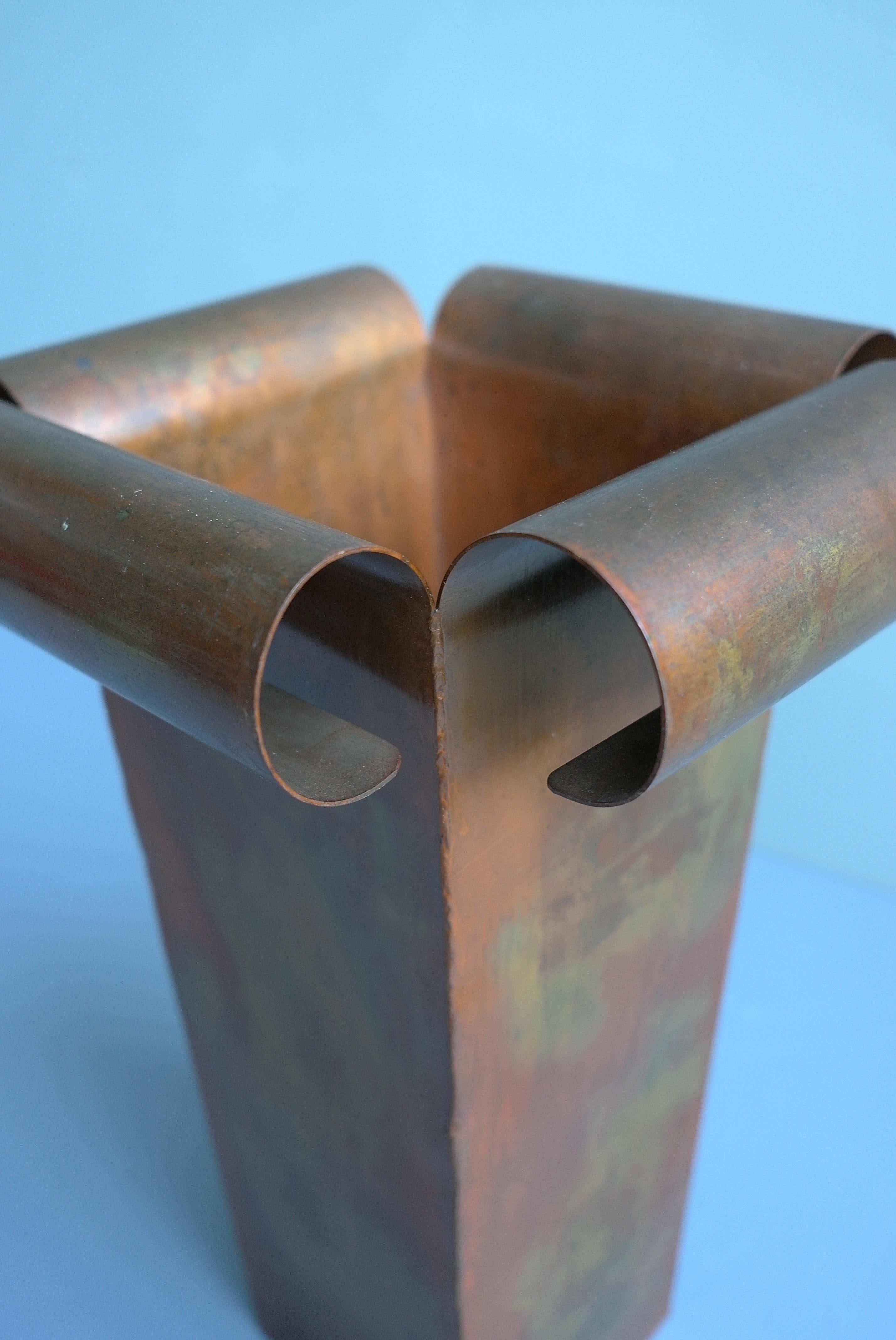 Mid-Century Modern Sculptural Painted Patinated Metal Umbrella Stand, 1960's For Sale