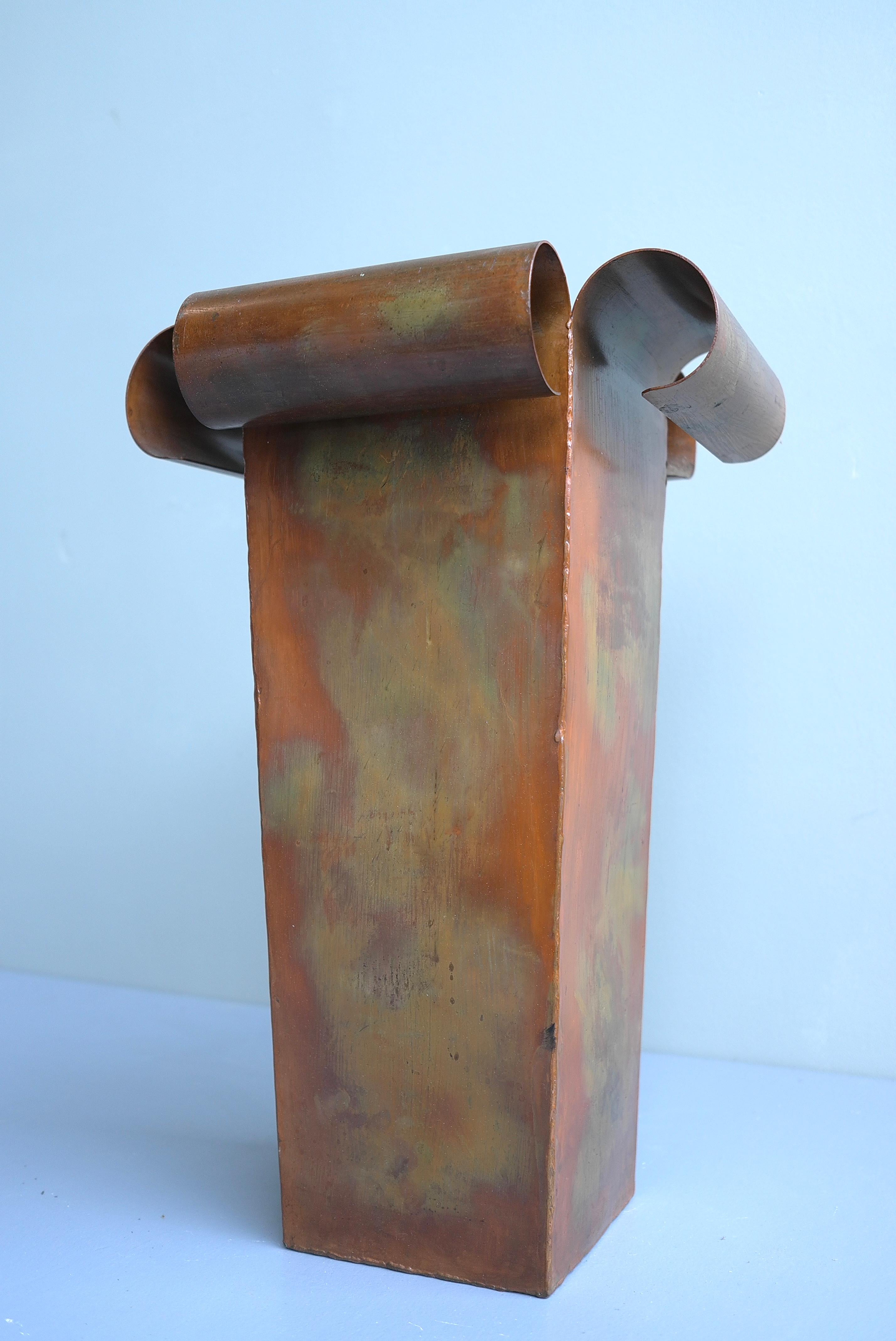 European Sculptural Painted Patinated Metal Umbrella Stand, 1960's For Sale