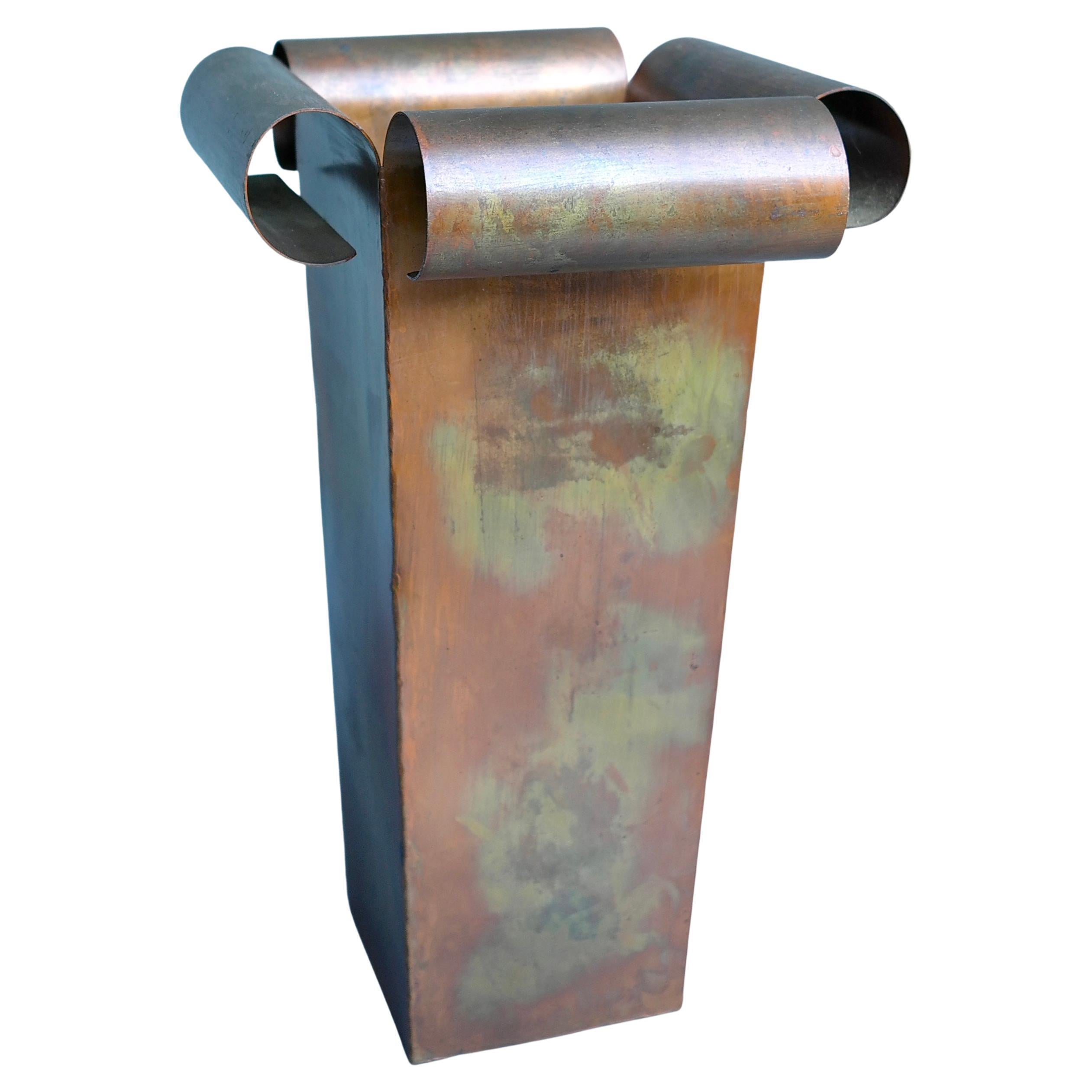 Sculptural Painted Patinated Metal Umbrella Stand, 1960's
