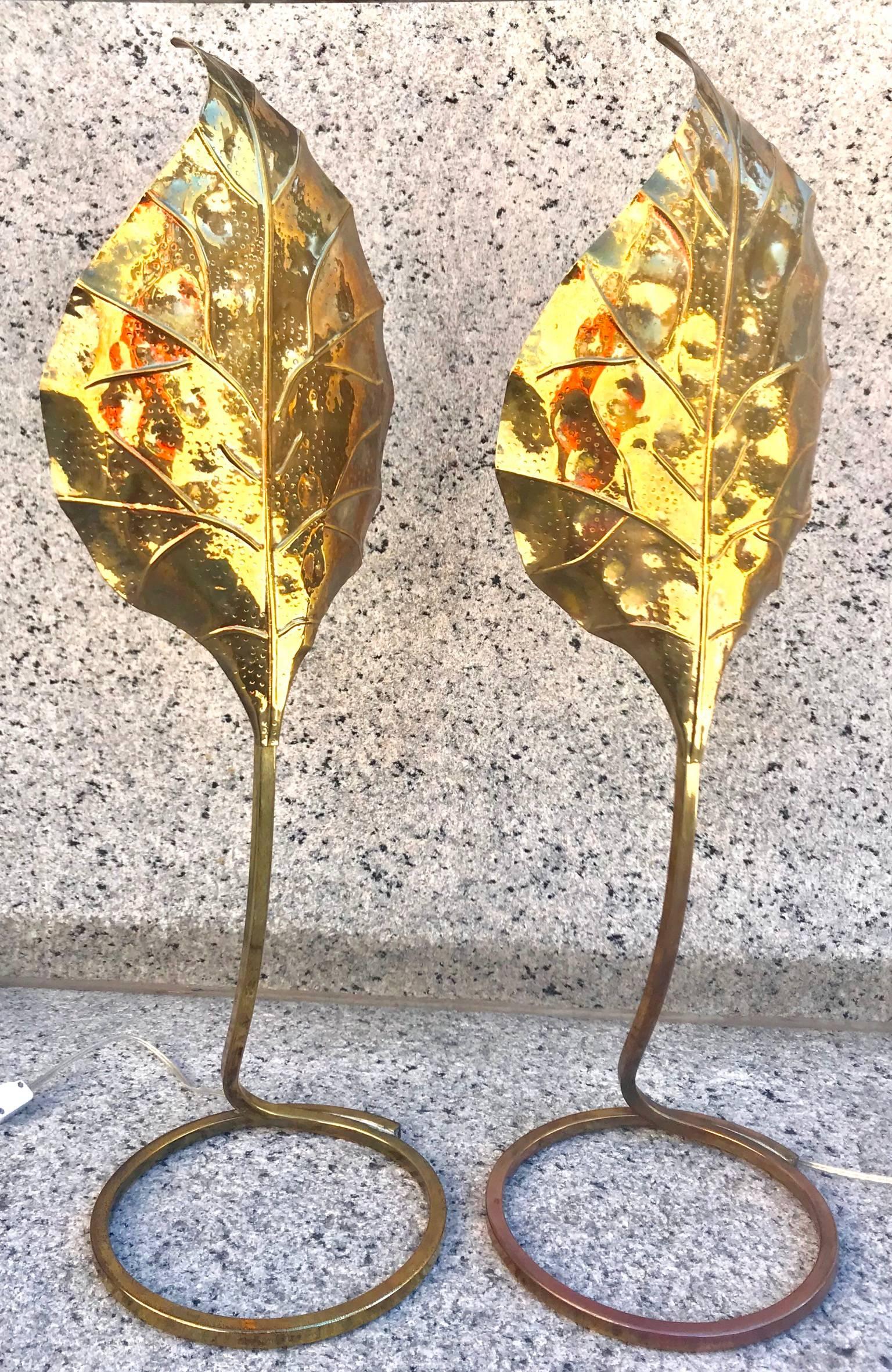 Sculptural Pair of 1970s Tommasi Barbi Italian Brass Table Lamps For Sale 2