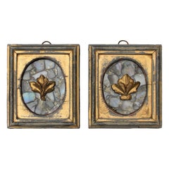 Sculptural Pair of 19th Century Italian Frames with Abalone and Pearls by Interi