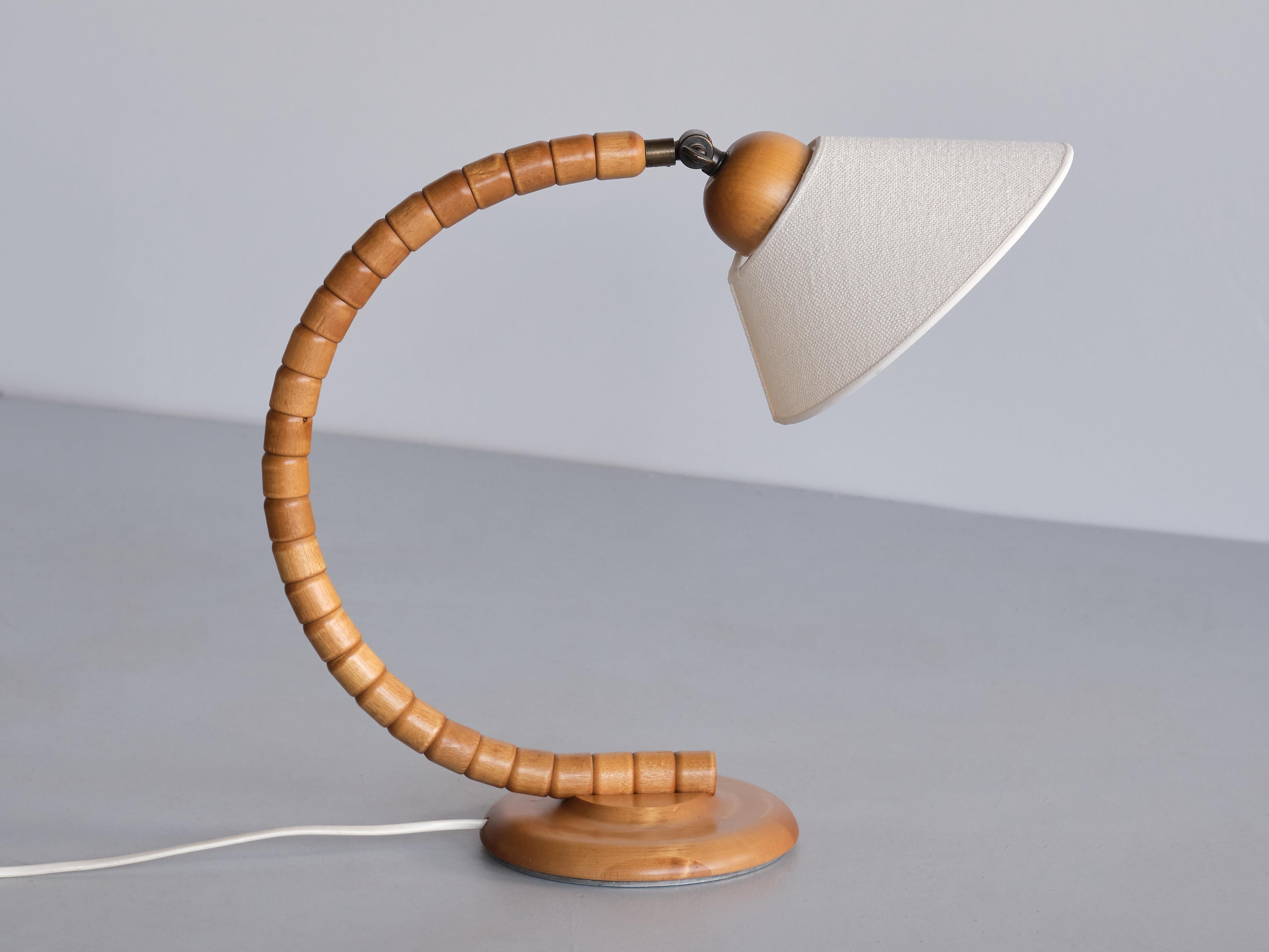 Sculptural Pair of Adjustable Markslöjd Table Lamps in Beech Sweden, 1960s 1