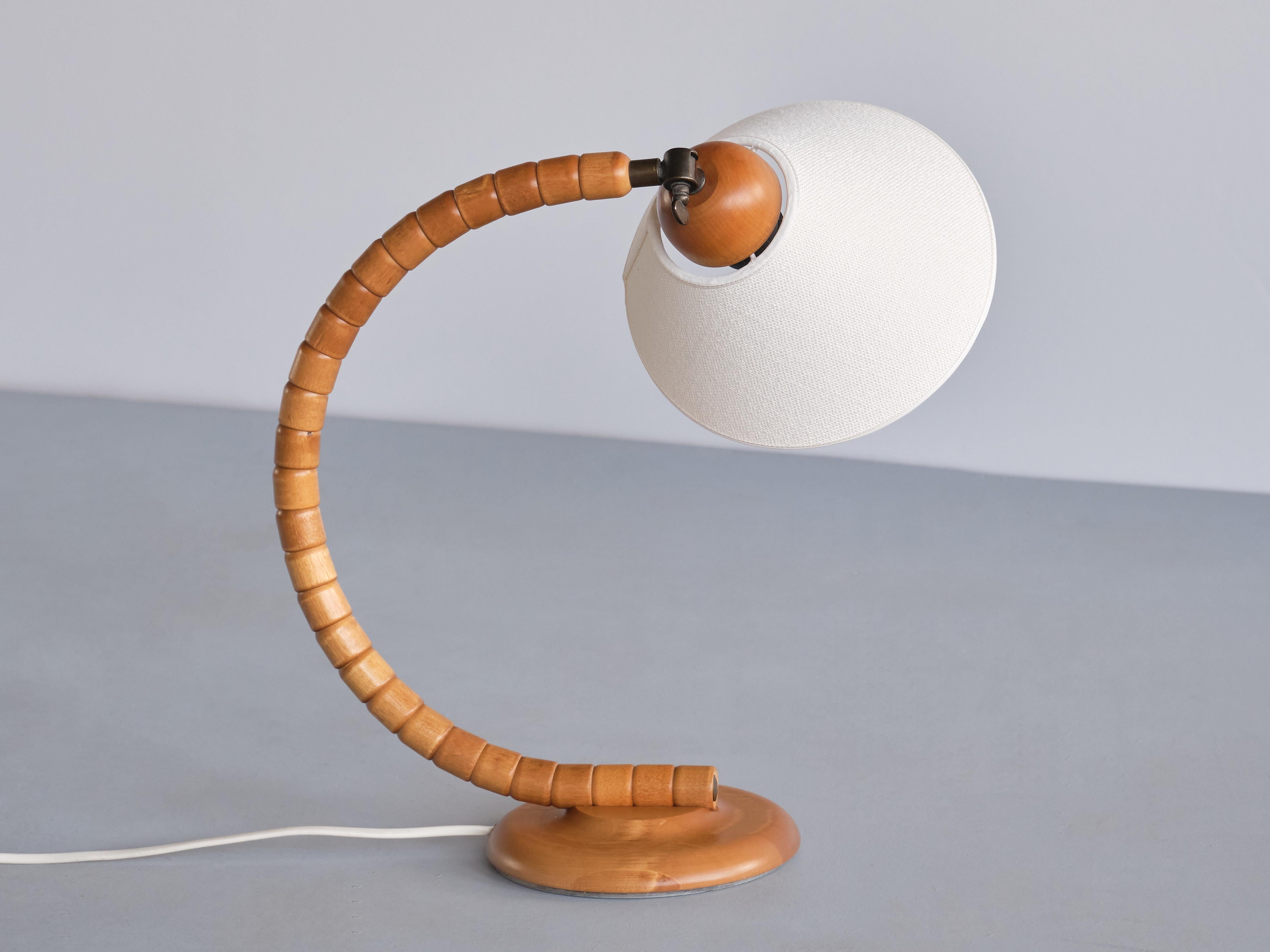 Sculptural Pair of Adjustable Markslöjd Table Lamps in Beech Sweden, 1960s 2