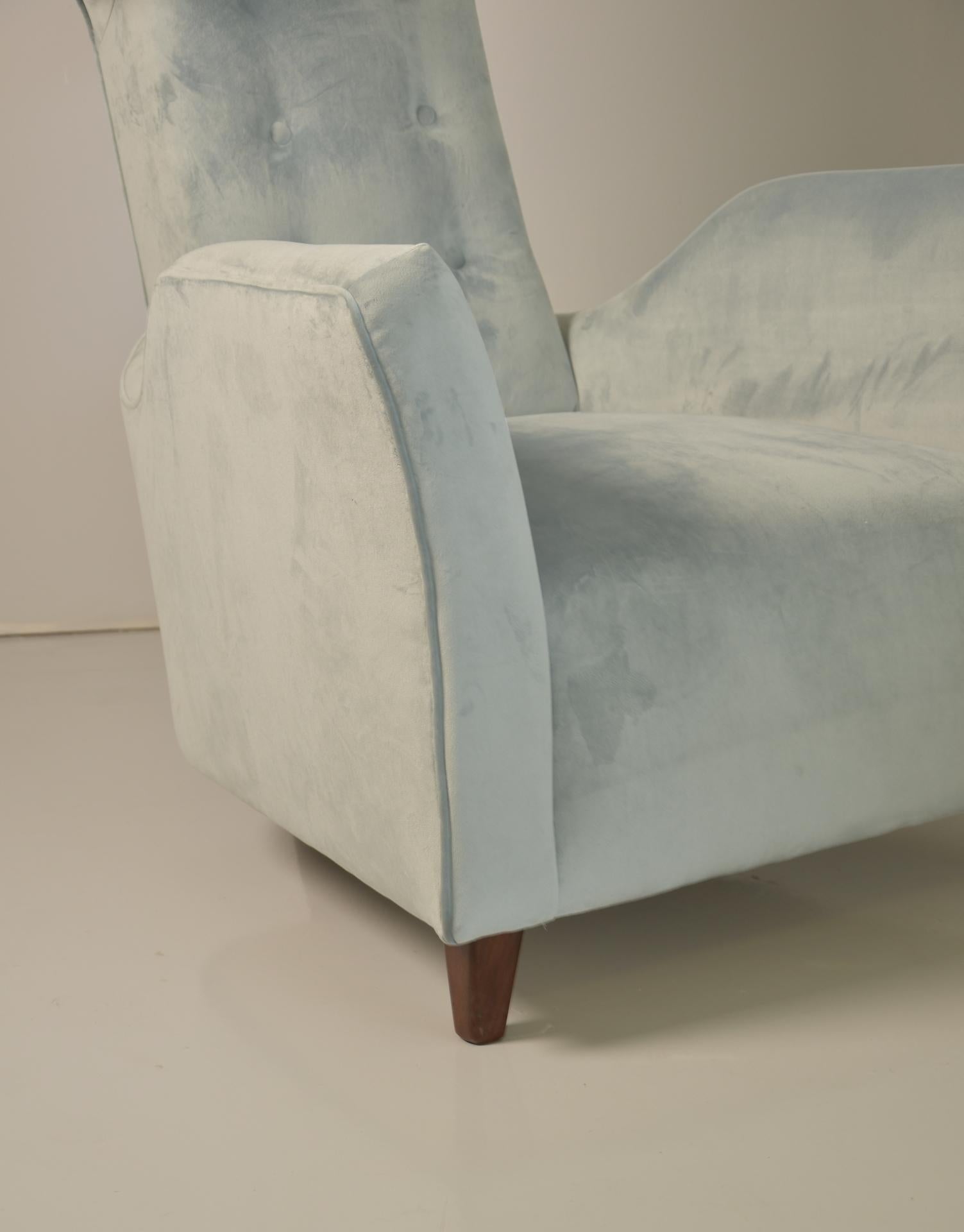 Velvet Sculptural Pair of Armchairs Attributed Franco Campi & Carlo Graffi Italy, 1950 For Sale