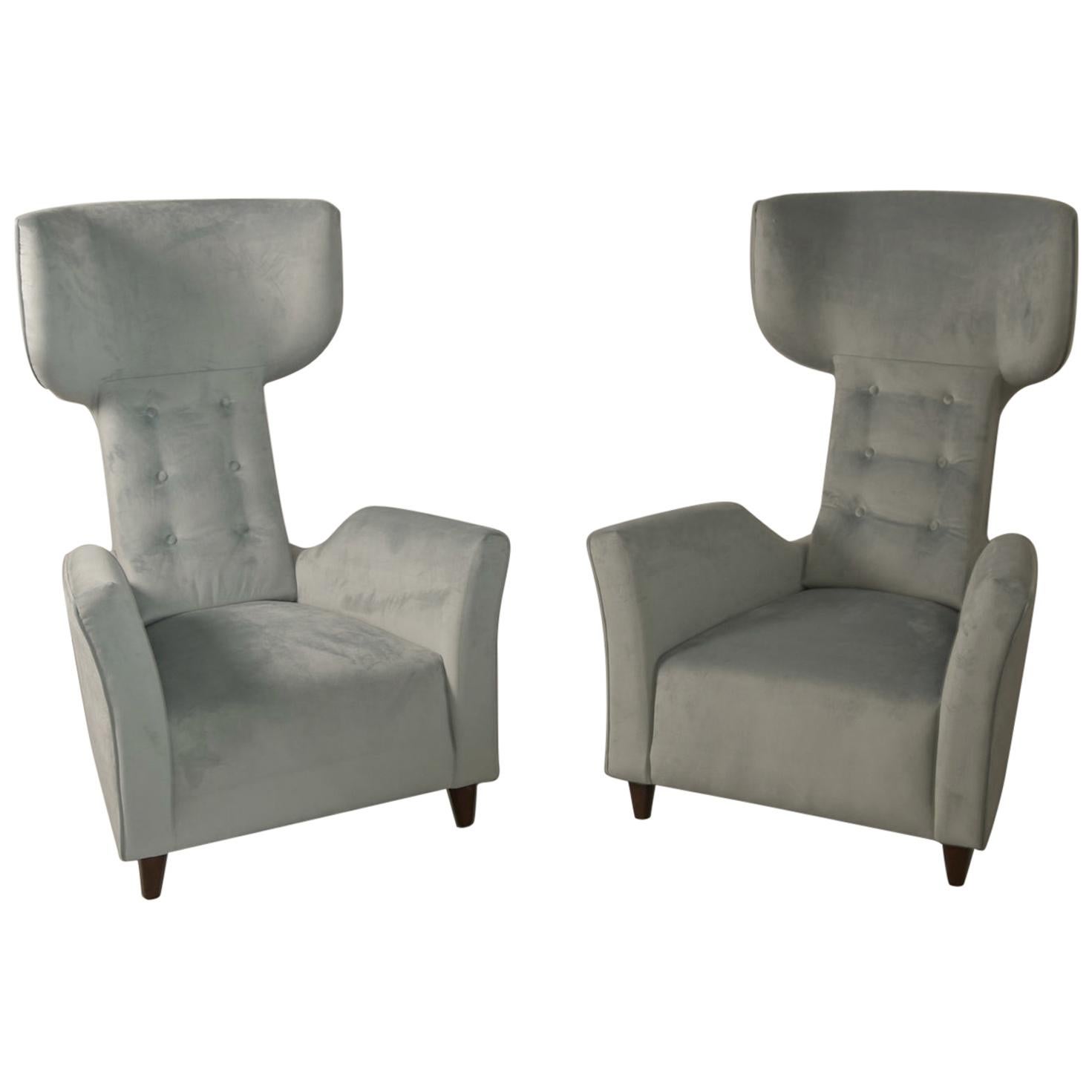 Sculptural Pair of Armchairs Attributed Franco Campi & Carlo Graffi Italy, 1950 For Sale