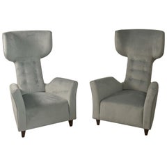 Vintage Sculptural Pair of Armchairs Attributed Franco Campi & Carlo Graffi Italy, 1950