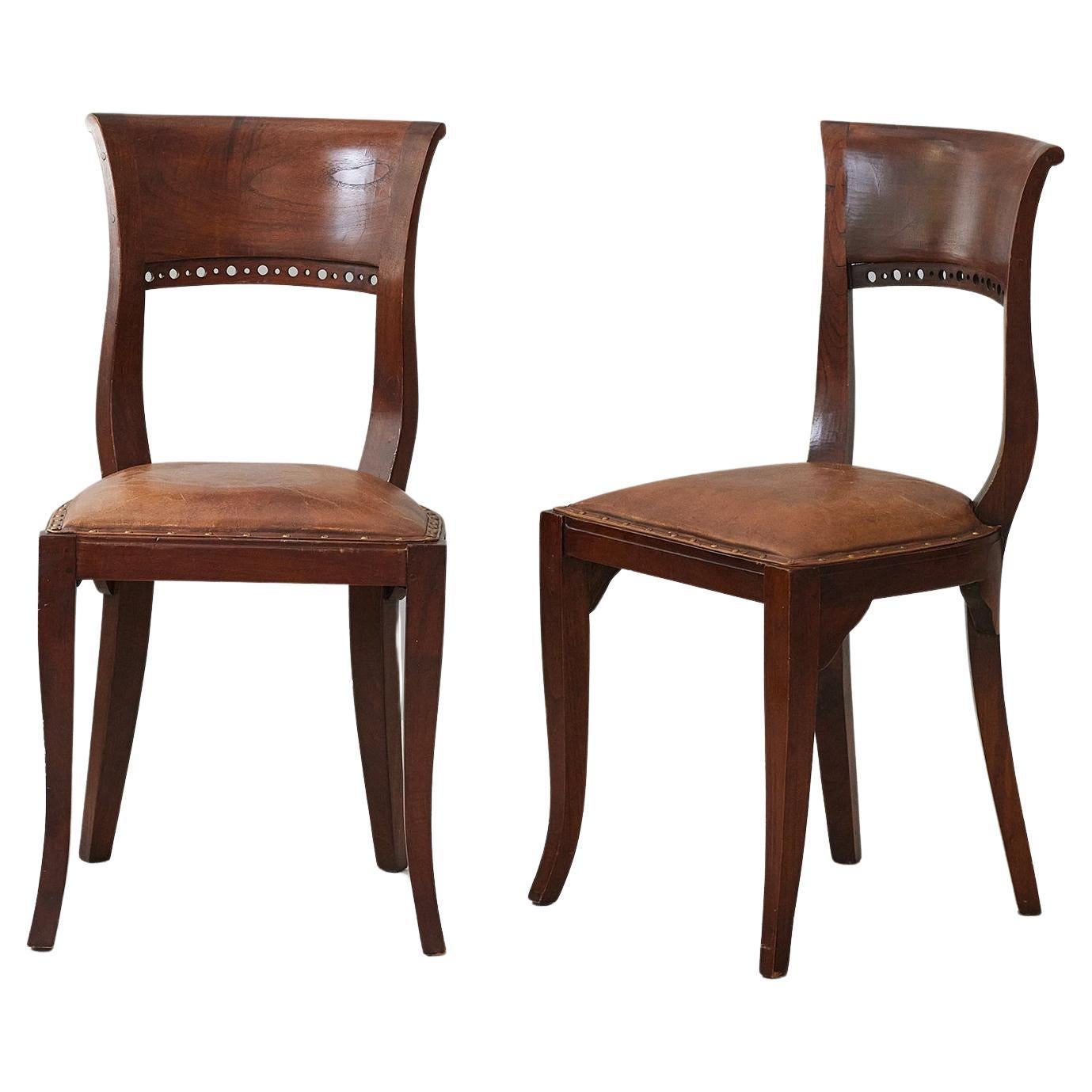Sculptural Pair of Art Nouveau Dining Chairs For Sale