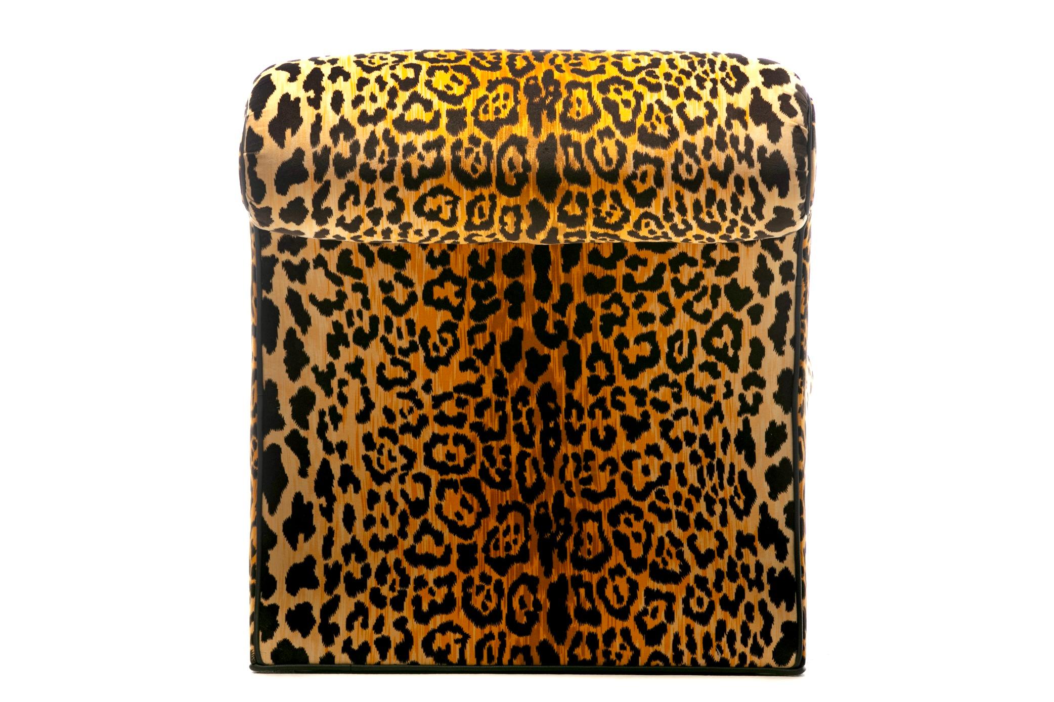 Sculptural Pair of Fully Restored Post Modern Slipper Chairs in Leopard Velvet 1