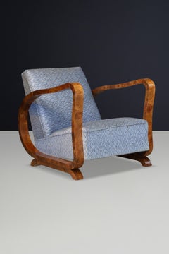 Monumental Italian Art Deco Burl Wood Club Chair, Sculptural Form, Italy 1930s
