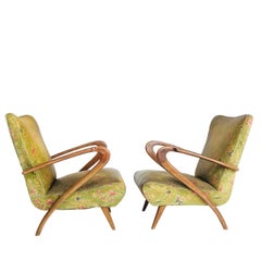 Sculptural Pair of Italian Paolo Buffa Lounge Chairs