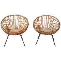 Sculptural Pair of Janine Abraham and Dirk Jan Rol Wicker Lounge Armchairs