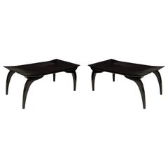 Sculptural Pair of Klismos Lacquered Benches