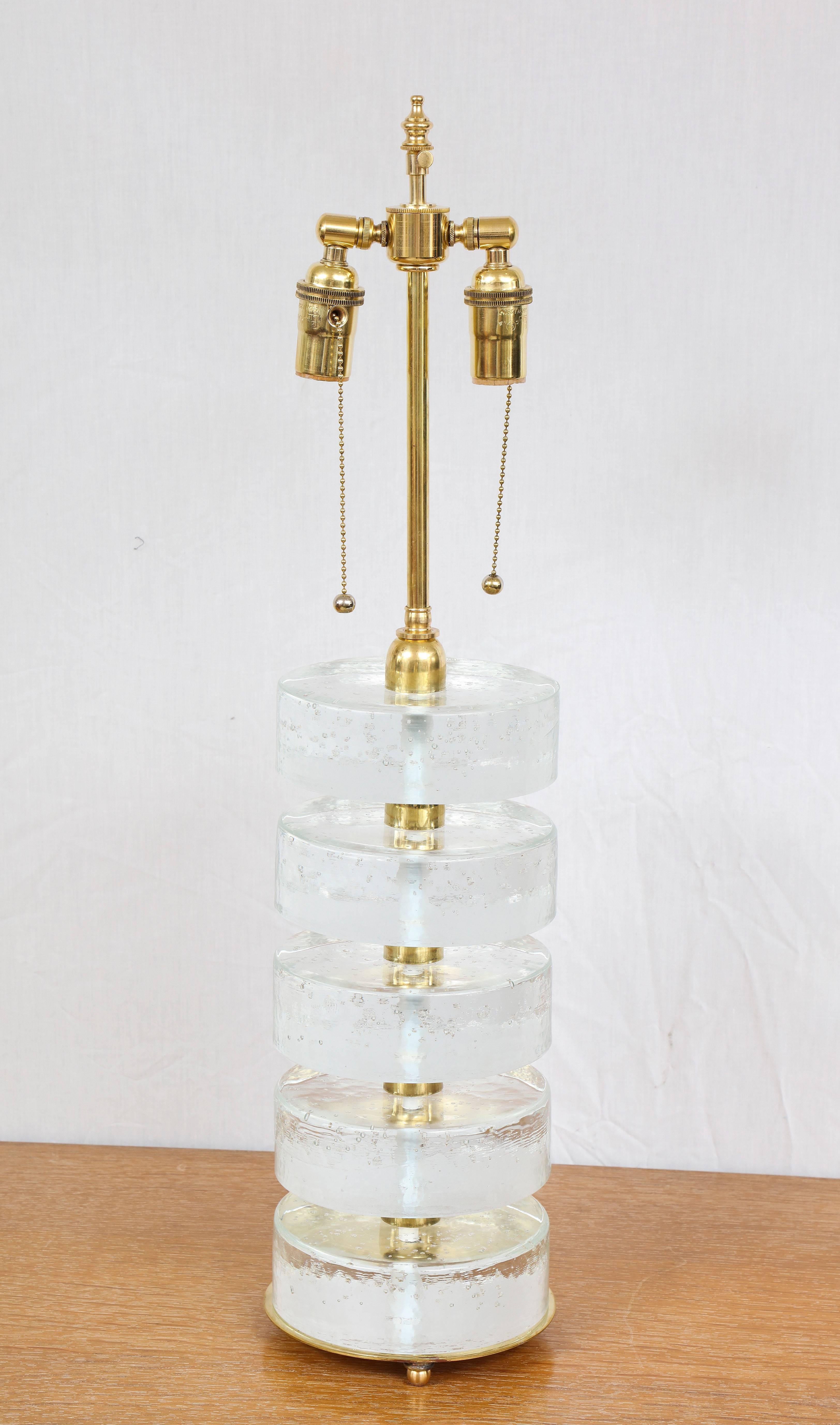 Américain Paire de lampes sculpturales en verre cylindrique de Murano réalisées sur mesure en vente