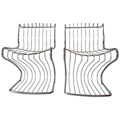 Sculptural Pair of Nickel Chairs, 1960s