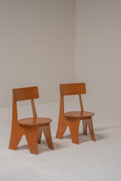 Sculptural Pair of Plywood Chairs, Germany, 1970s