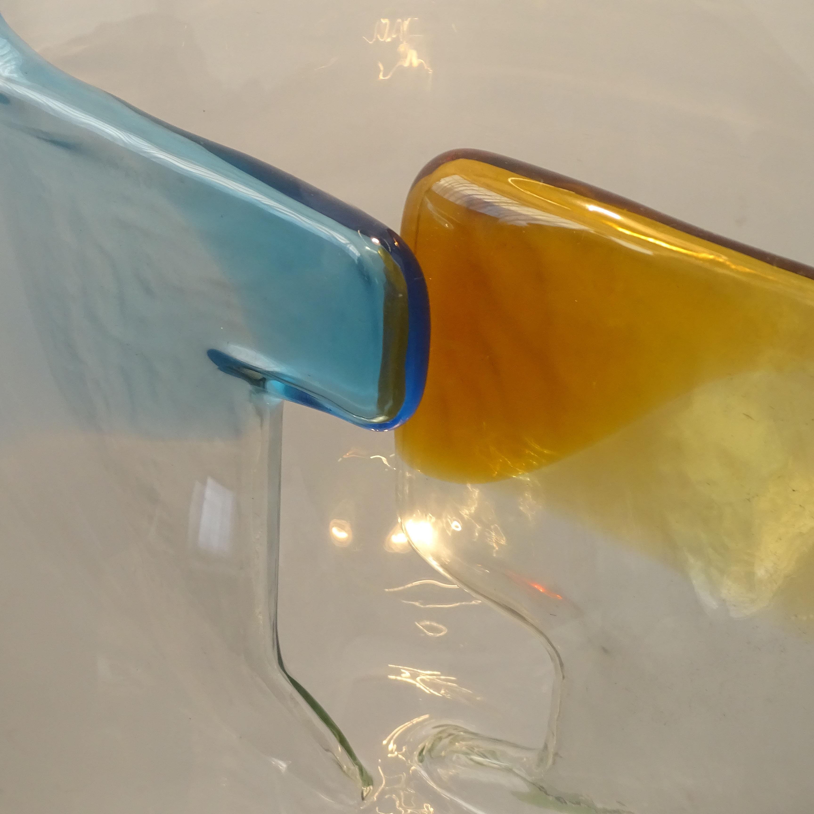 Metallo Coppia scultorea di lampade da soffitto in vetro di Murano di Toni Zuccheri per VeArt in vendita