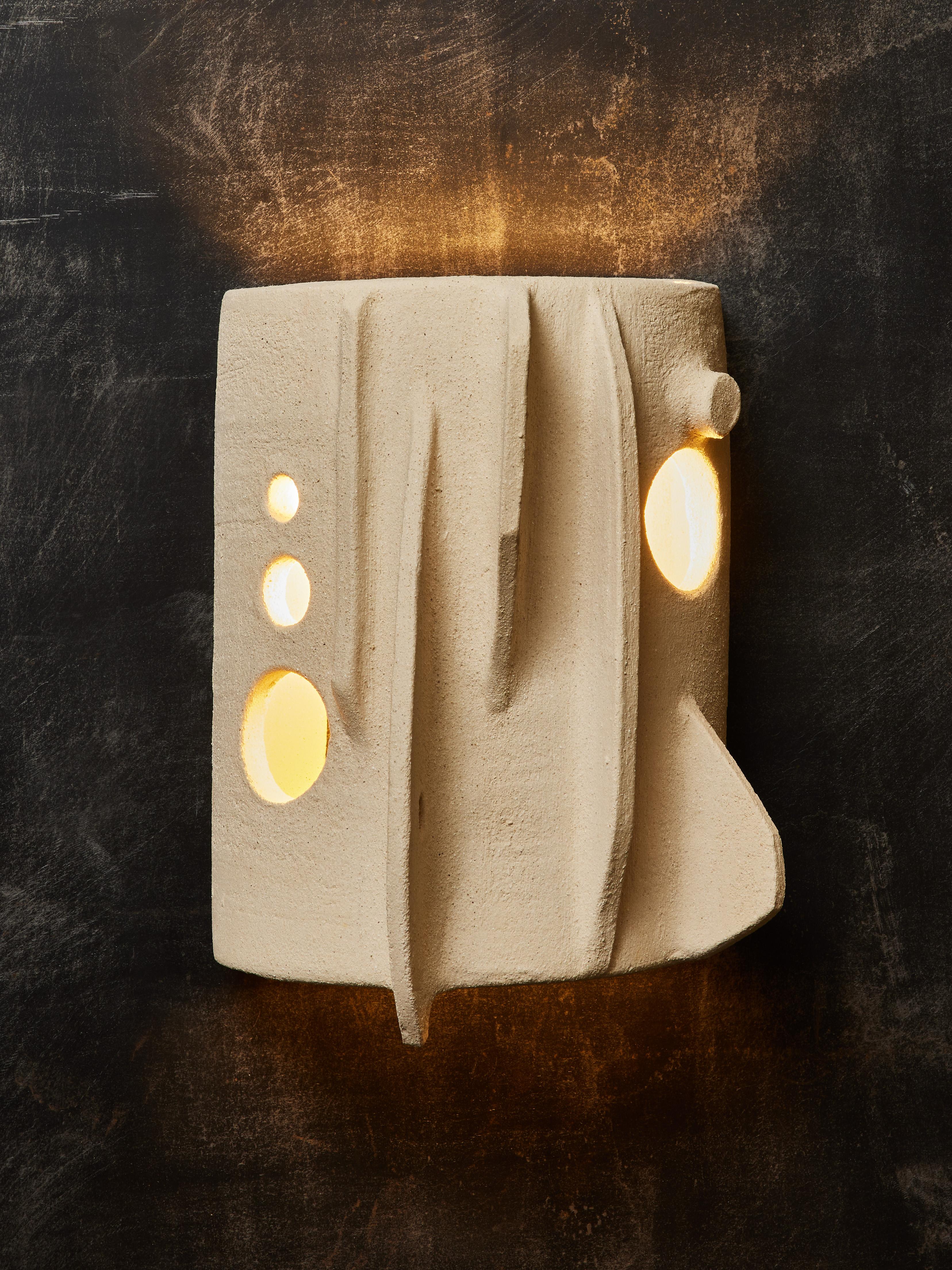 Ceramic Sculptural Pair of Wall Sconses by Olivia Cognet