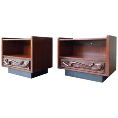 Retro Sculptural Pair of Witco Oceanic Nightstands by Pulaski