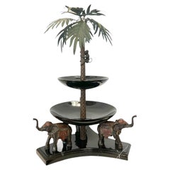 Sculptural Palm Beach Regency 3-Tier Monkey & Elephant Centerpiece Server