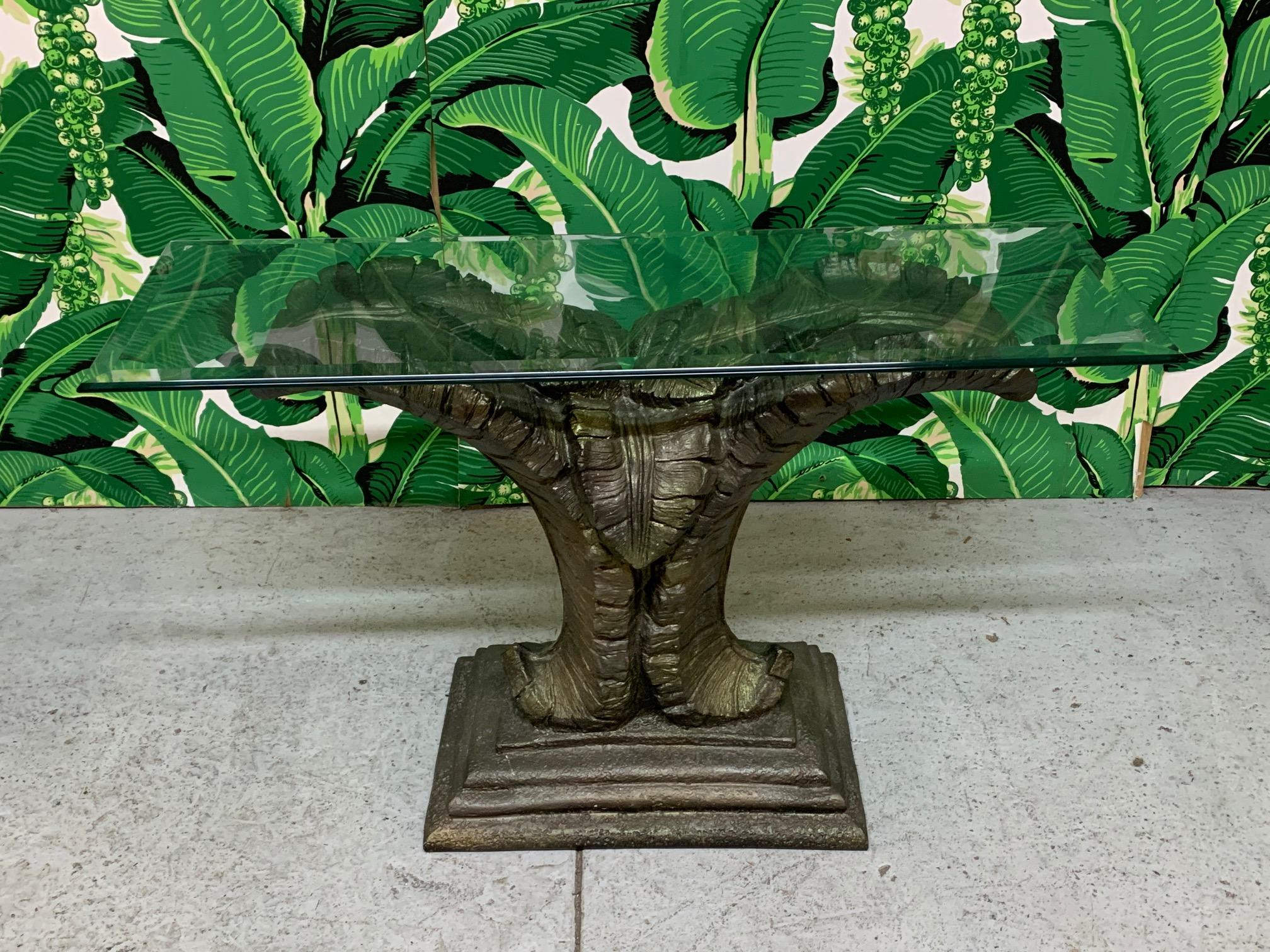 Hollywood Regency Sculptural Palm Leaf Console Table After Serge Roche & Dorothy Draper