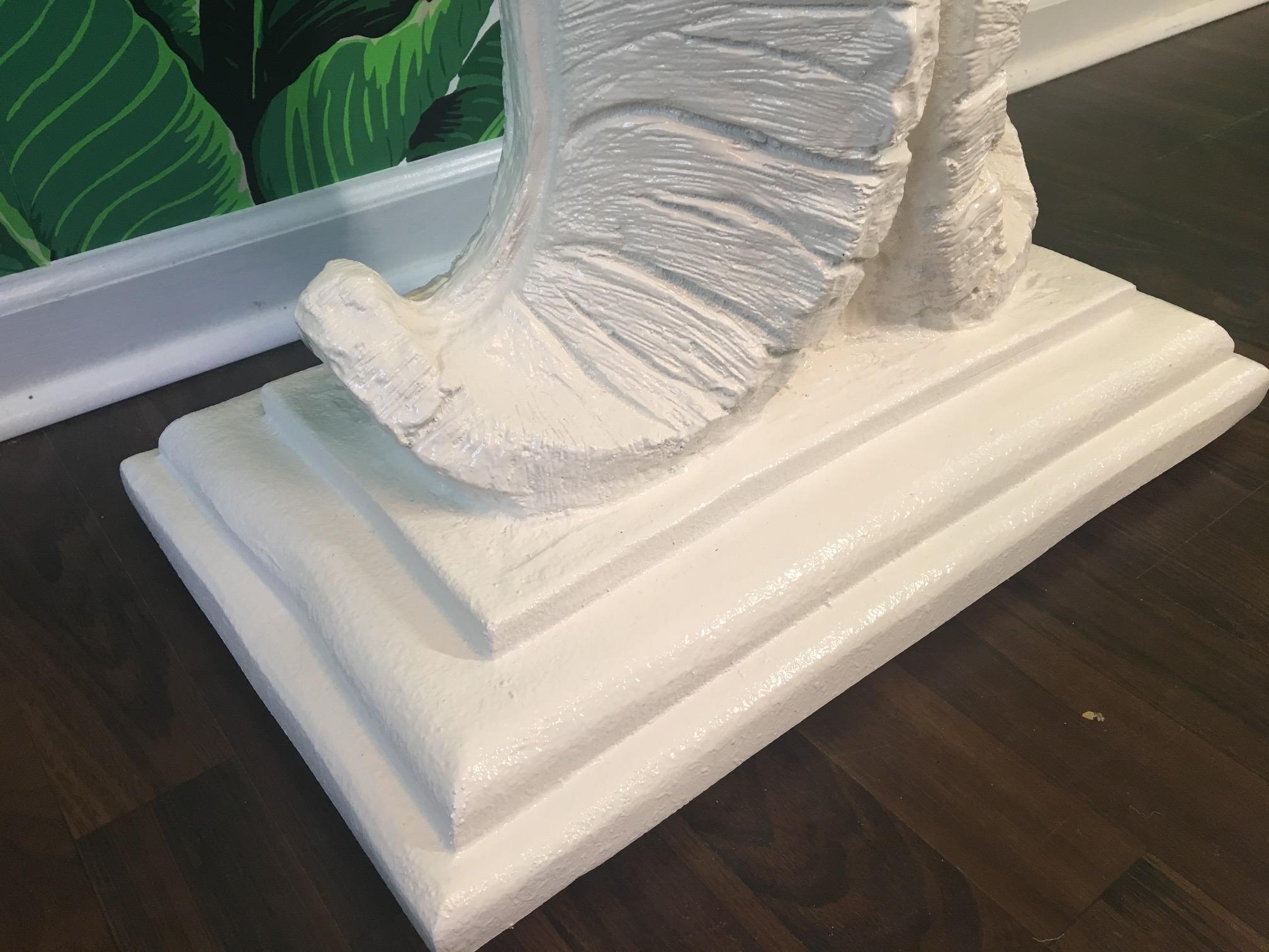 Composition Sculptural Palm Leaf Console Table and Mirror After Serge Roche & Dorothy Draper For Sale