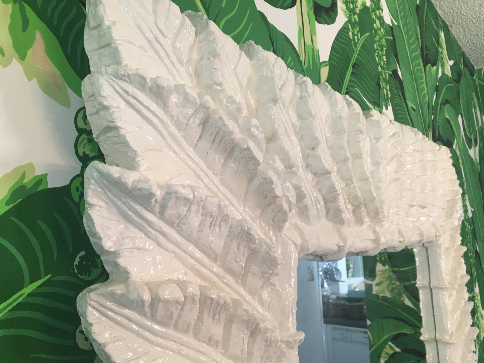 Sculptural Palm Leaf Console Table and Mirror After Serge Roche & Dorothy Draper For Sale 1