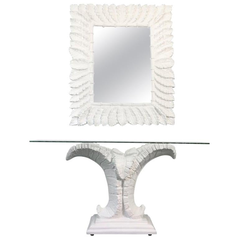 Sculptural Palm Leaf Console Table and Mirror after Serge Roche & Dorothy Draper