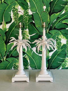 Sculptural Palm Tree Monkey Table Lamps