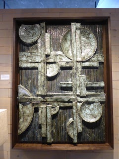 Sculptural Panel #3 Nine Part Custom Framed Studio Ceramic by Artist Titia Estes