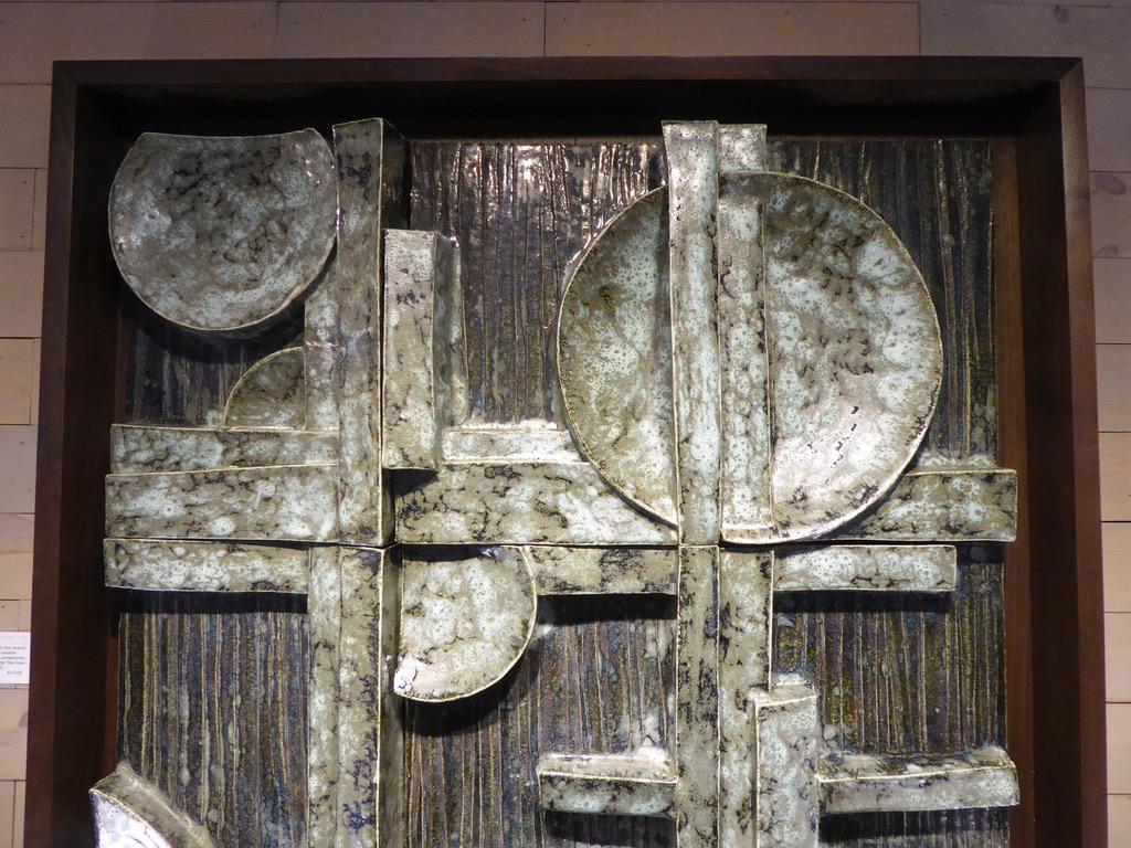 Machine Age Sculptural Panel #3 Nine Part Custom Framed Studio Ceramic by Artist Titia Estes For Sale