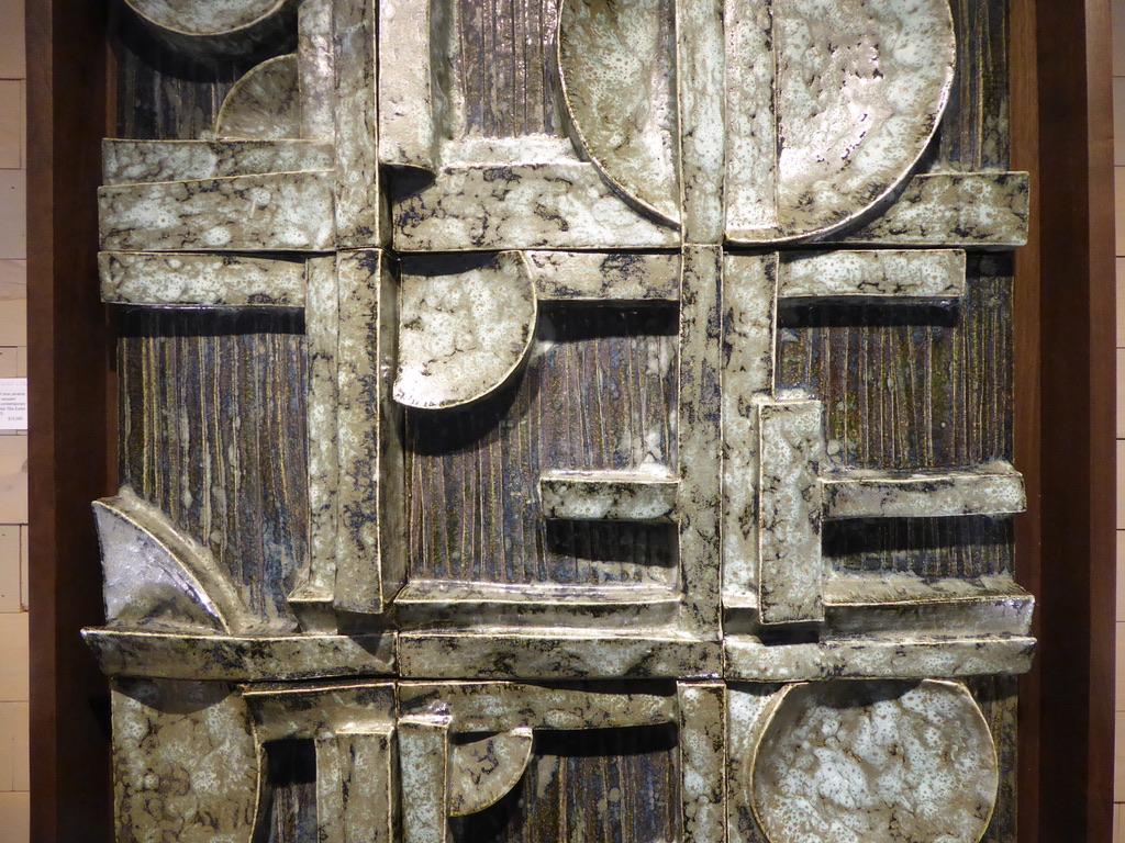 American Sculptural Panel #3 Nine Part Custom Framed Studio Ceramic by Artist Titia Estes For Sale