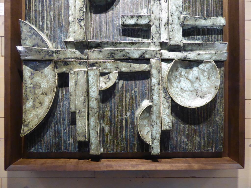 Glazed Sculptural Panel #3 Nine Part Custom Framed Studio Ceramic by Artist Titia Estes For Sale