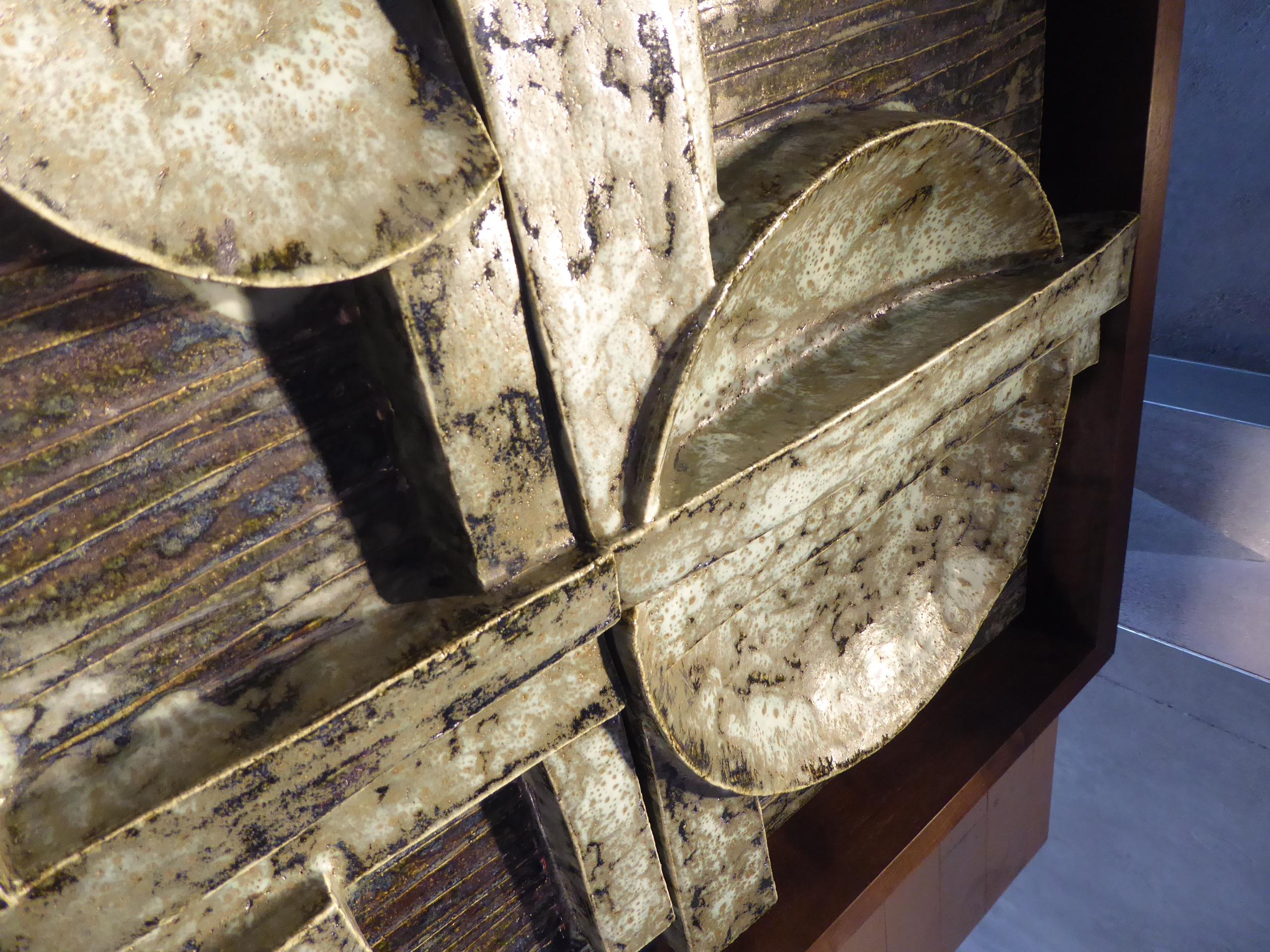 Sculptural Panel #3 Nine Part Custom Framed Studio Ceramic by Artist Titia Estes For Sale 2