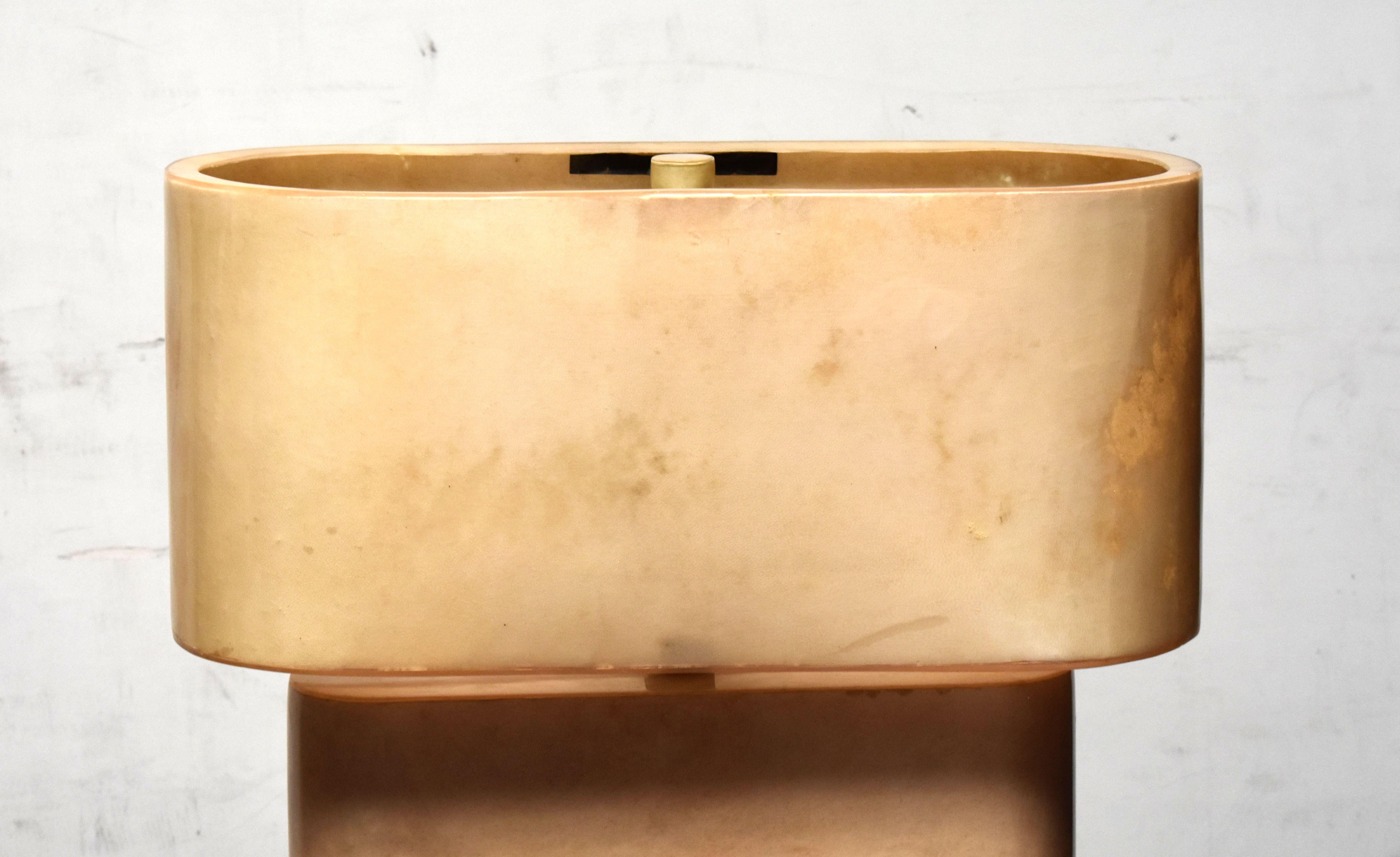 Mid-Century Modern Sculptural Parchment and Brass Table Lamp