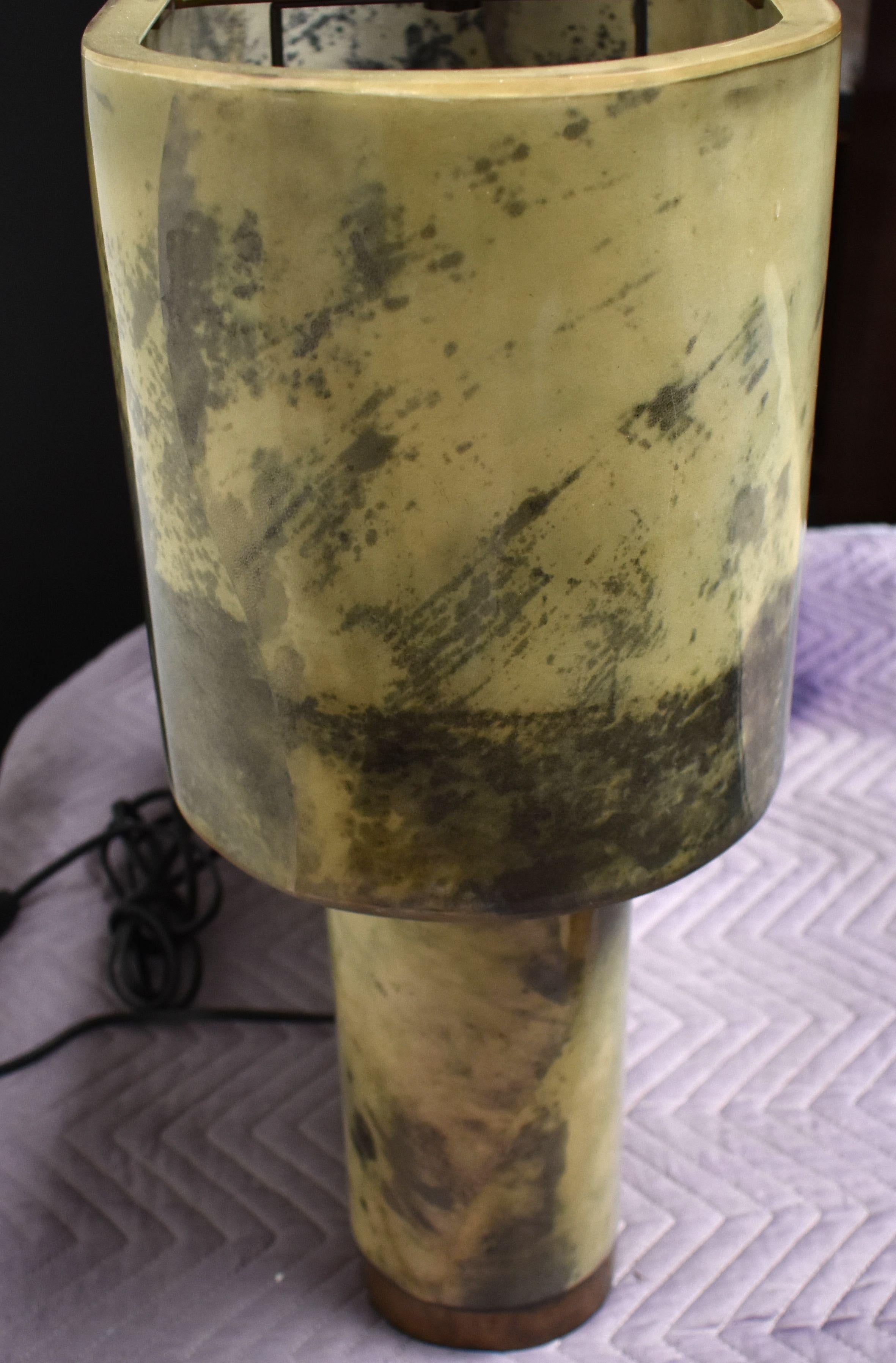 Sculptural Parchment And Brass Table Lamp 2