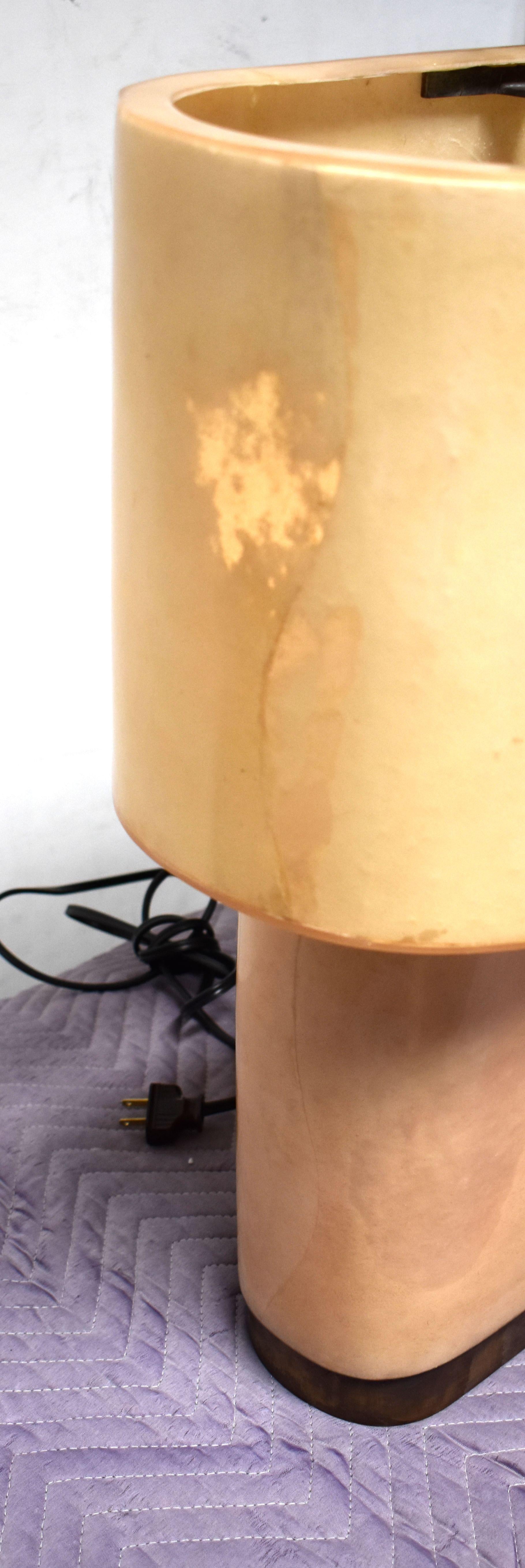 Sculptural Parchment and Brass Table Lamp 2