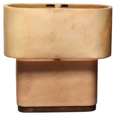 Lampada da tavolo scultorea in pergamena e ottone