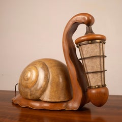 Aldo Tura Parchment Snail Table Lamp Mid Century 1950