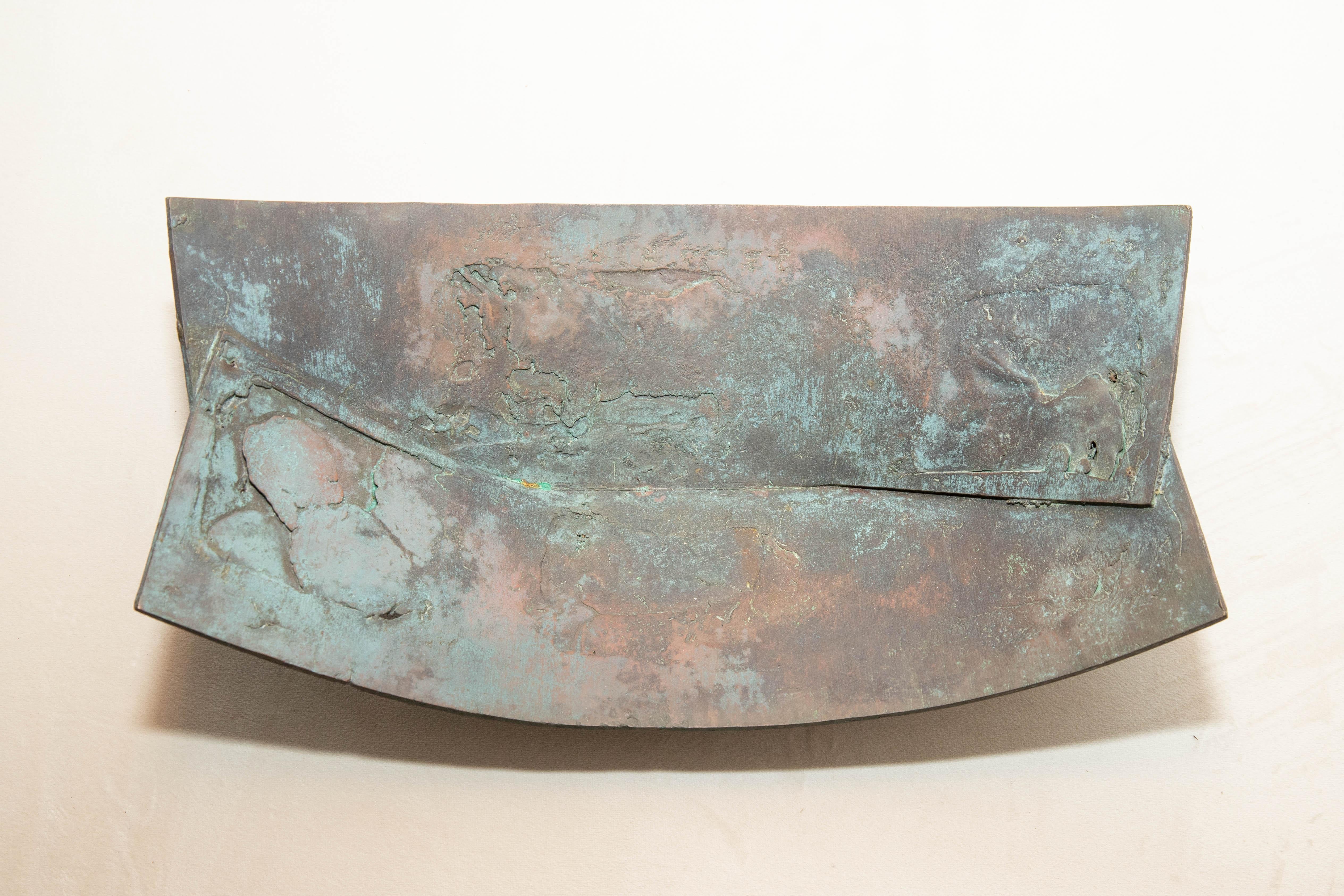 Mission Sculptural Patinated Iron Bowl For Sale