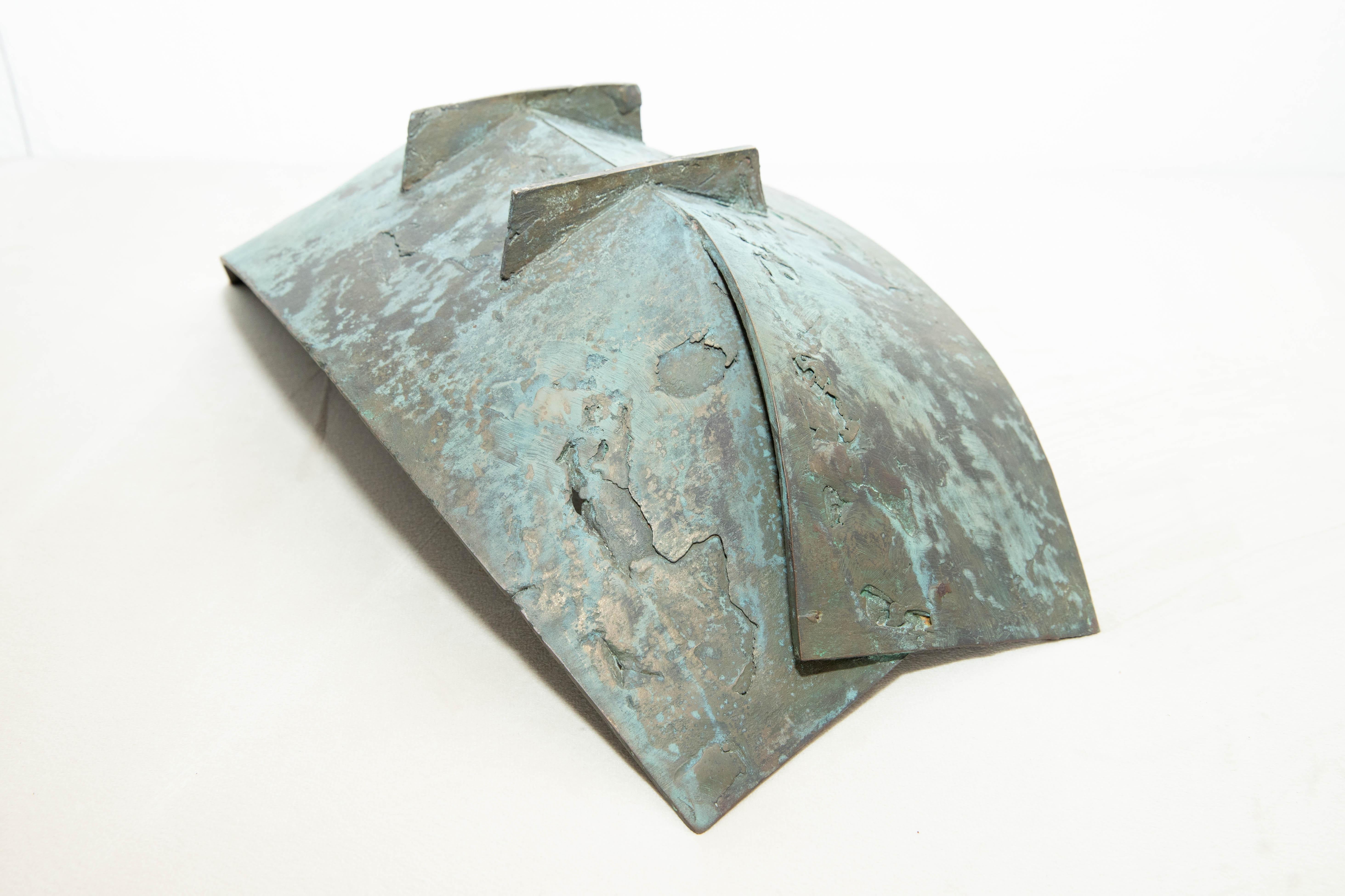 20th Century Sculptural Patinated Iron Bowl For Sale