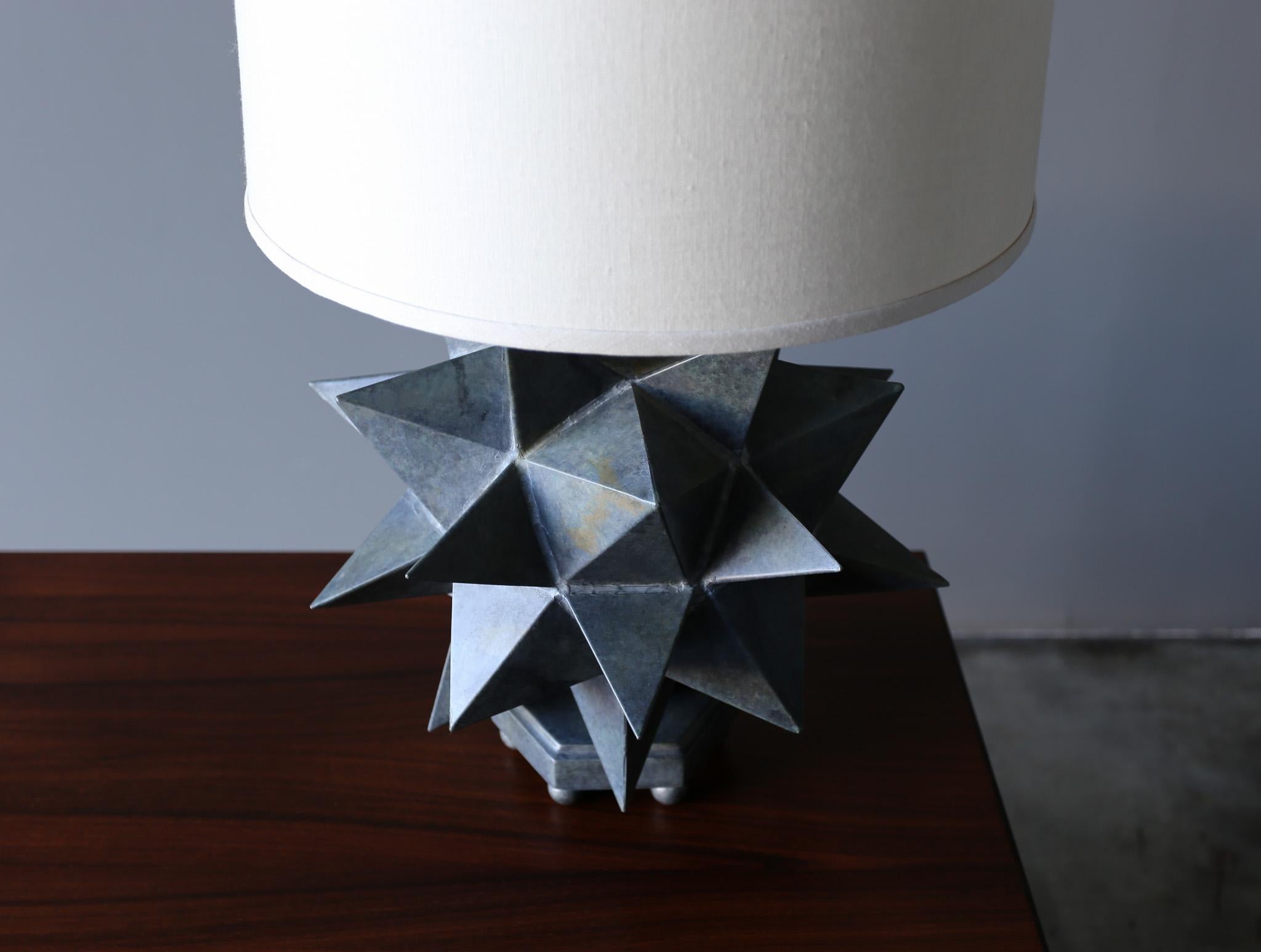 Sculptural Patinated Metal Table Lamp, c.1975 5