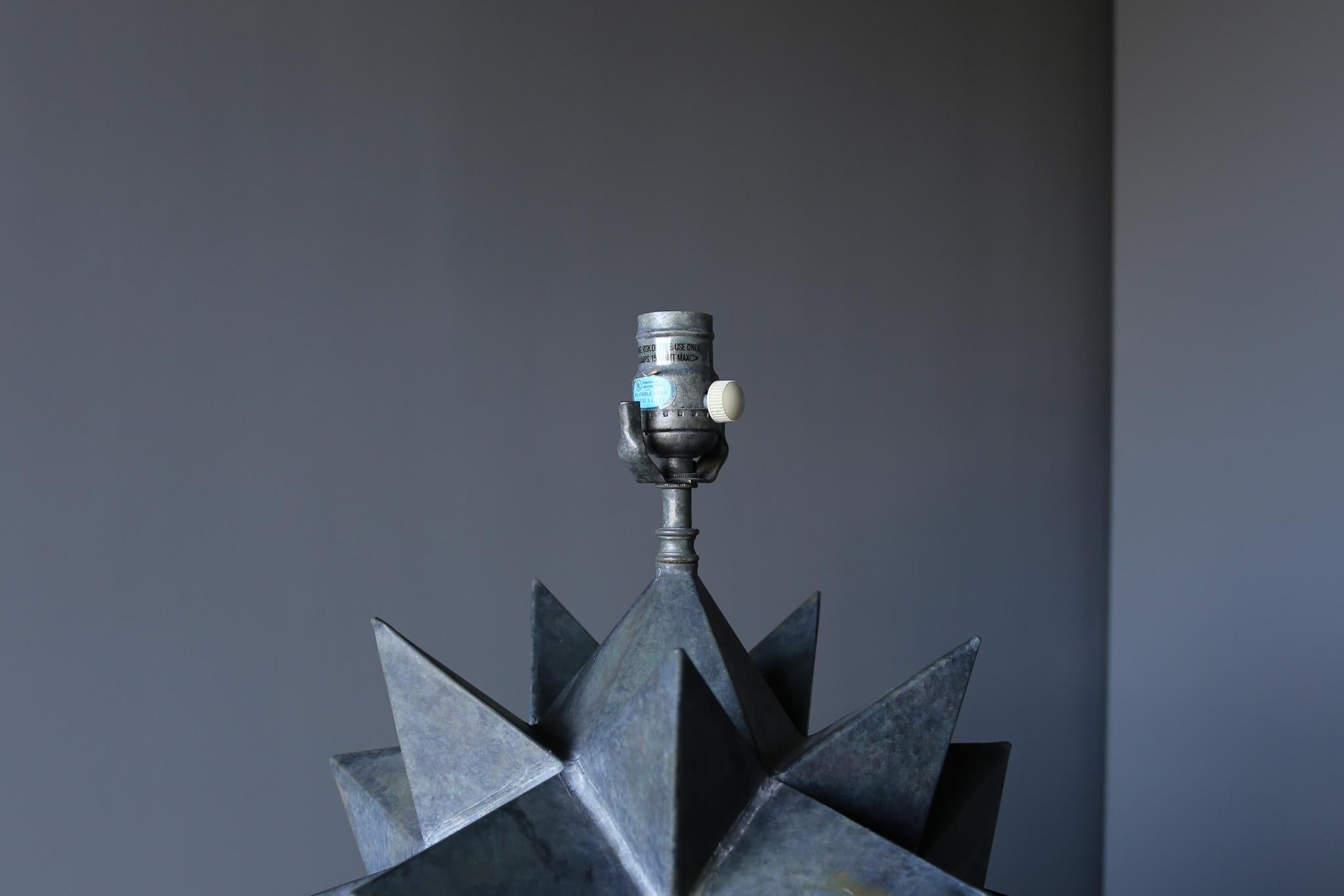 Sculptural Patinated Metal Table Lamp, c.1975 8
