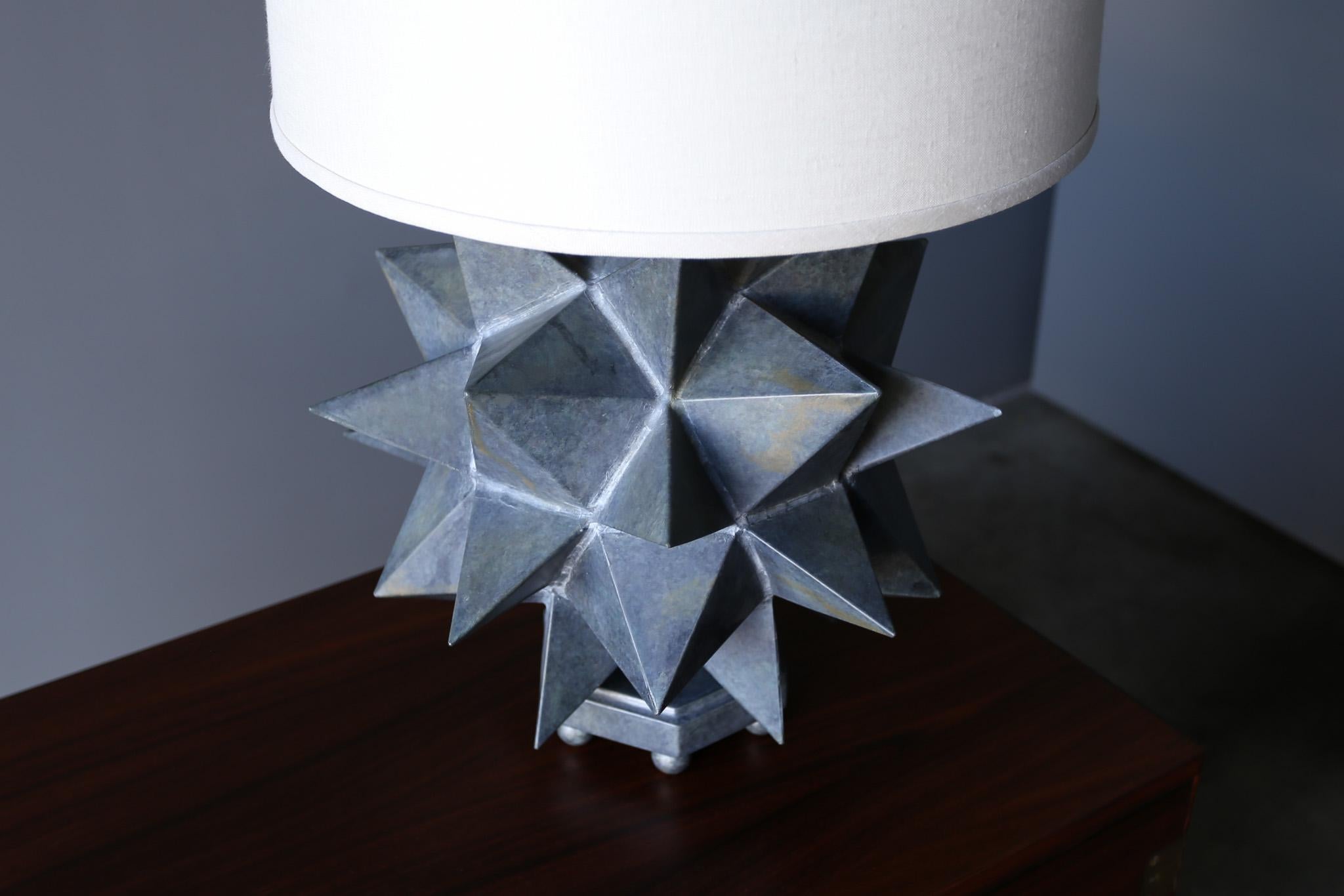 Mid-Century Modern Sculptural Patinated Metal Table Lamp, c.1975