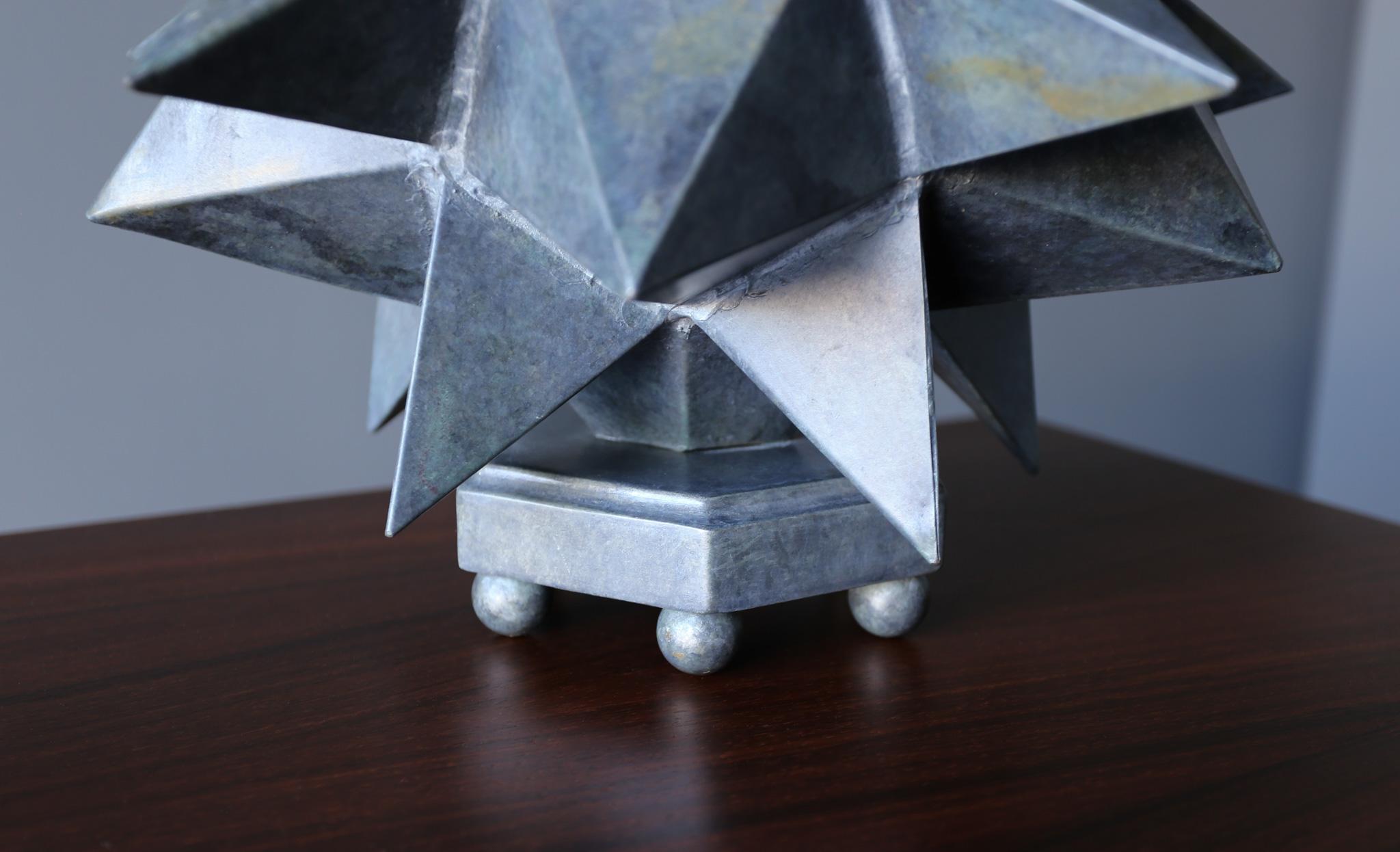 Sculptural Patinated Metal Table Lamp, c.1975 1