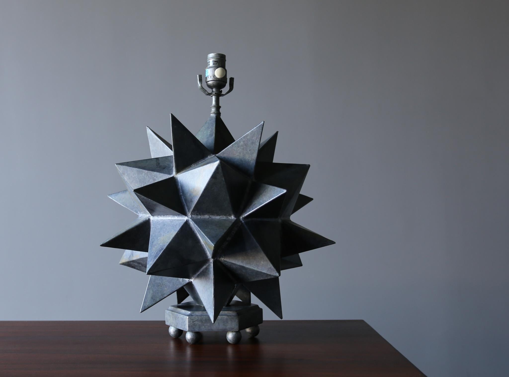 Sculptural Patinated Metal Table Lamp, c.1975 2